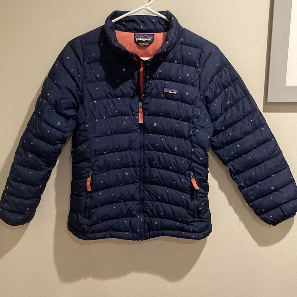 Patagonia Kids Puffer Jacket - Navy with Pink Accents - Picture 3 of 11